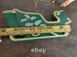 Vintage Christmas Japan 2 Reindeer And A Wooden Sleigh Folding Christmas Decor