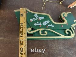 Vintage Christmas Japan 2 Reindeer And A Wooden Sleigh Folding Christmas Decor