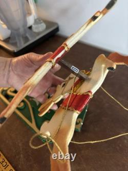 Vintage Christmas Japan 2 Reindeer And A Wooden Sleigh Folding Christmas Decor