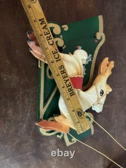 Vintage Christmas Japan 2 Reindeer And A Wooden Sleigh Folding Christmas Decor