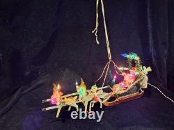 Vintage Christmas Japanese Santa with Reindeers & Sleigh Electric RARE 1960s