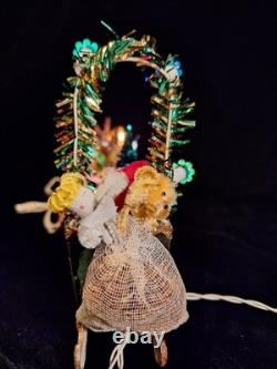 Vintage Christmas Japanese Santa with Reindeers & Sleigh Electric RARE 1960s