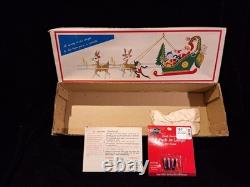 Vintage Christmas Japanese Santa with Reindeers & Sleigh Electric RARE 1960s