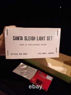 Vintage Christmas Japanese Santa with Reindeers & Sleigh Electric RARE 1960s