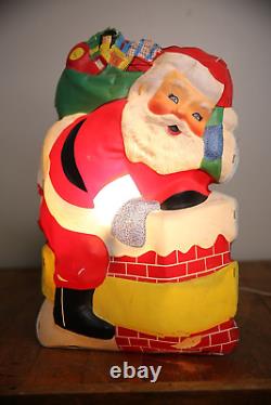 Vintage Christmas LA Goodman Illuminated Santa Blow Mold Light Chimney Presents