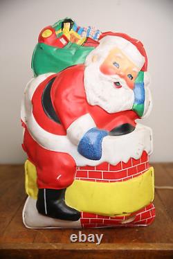 Vintage Christmas LA Goodman Illuminated Santa Blow Mold Light Chimney Presents