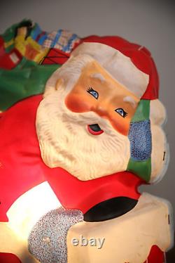 Vintage Christmas LA Goodman Illuminated Santa Blow Mold Light Chimney Presents