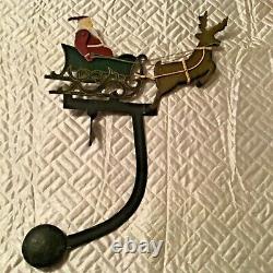 Vintage Christmas Metal Santa Sleigh Reindeer Rocking Balance Decoration