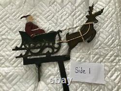 Vintage Christmas Metal Santa Sleigh Reindeer Rocking Balance Decoration