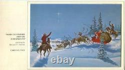 Vintage Christmas Santa Claus Sleigh Reindeer Hose Cowboys Star Bethlehem Card