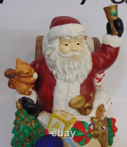 Vintage Christmas Santa Clause With Sleigh Centerpiece Presents Decor Box 10.5