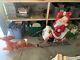 Vintage Christmas Santa In Sleigh Withtoys & Reindeer Lighted Blow Mold Huge Rare