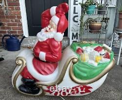 Vintage Christmas Santa & Reindeer Sleigh Lighted Lawn Empire Blow Mold PICKUP