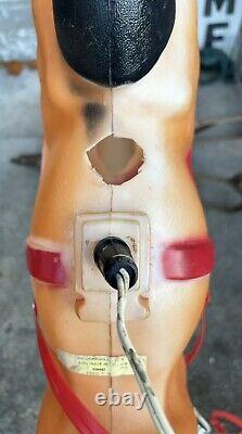 Vintage Christmas Santa & Reindeer Sleigh Lighted Lawn Empire Blow Mold PICKUP