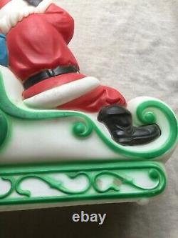 Vintage Christmas Santa Sleigh Empire Blowmold Blow Mold And 2 Reindeer