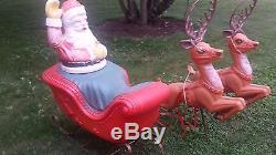 Vintage Christmas Santa Sleigh Reindeer 1960's Poloron Blow Molds
