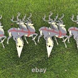 Vintage Christmas Santa Sleigh Reindeer Lighted Yard Decor Outdoor Holiday VTG