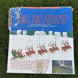 Vintage Christmas Santa Sleigh Reindeer Lighted Yard Decor Outdoor Holiday VTG