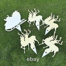 Vintage Christmas Santa Sleigh Reindeer Lighted Yard Decor Outdoor Holiday VTG
