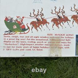 Vintage Christmas Santa Sleigh Reindeer Lighted Yard Decor Outdoor Holiday VTG