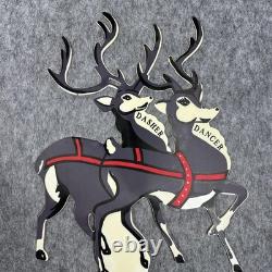 Vintage Christmas Santa Sleigh Reindeer Lighted Yard Decor Outdoor Holiday VTG