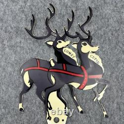 Vintage Christmas Santa Sleigh Reindeer Lighted Yard Decor Outdoor Holiday VTG