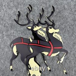 Vintage Christmas Santa Sleigh Reindeer Lighted Yard Decor Outdoor Holiday VTG