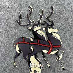 Vintage Christmas Santa Sleigh Reindeer Lighted Yard Decor Outdoor Holiday VTG