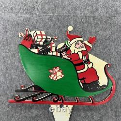 Vintage Christmas Santa Sleigh Reindeer Lighted Yard Decor Outdoor Holiday VTG