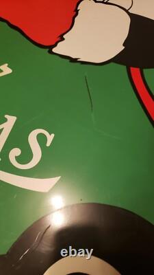 Vintage Christmas Santa Sleigh Reindeer Plastic Yard Sign Art