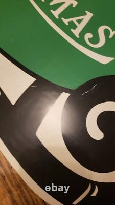 Vintage Christmas Santa Sleigh Reindeer Plastic Yard Sign Art