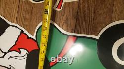 Vintage Christmas Santa Sleigh Reindeer Plastic Yard Sign Art