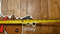 Vintage Christmas Santa Sleigh Reindeer Plastic Yard Sign Art