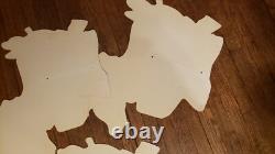 Vintage Christmas Santa Sleigh Reindeer Plastic Yard Sign Art