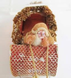 Vintage Christmas Santa in Sleigh Celluloid Reindeer Candy Container Japan 1940s