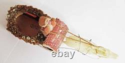 Vintage Christmas Santa in Sleigh Celluloid Reindeer Candy Container Japan 1940s