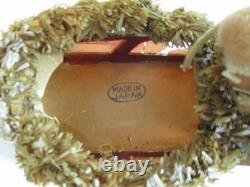 Vintage Christmas Santa in Sleigh Celluloid Reindeer Candy Container Japan 1940s