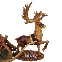 Vintage Christmas Santa's Sleigh & Reindeer Resin Centerpiece Mantle Decor 2 Pc