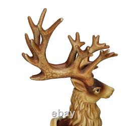 Vintage Christmas Santa's Sleigh & Reindeer Resin Centerpiece Mantle Decor 2 Pc