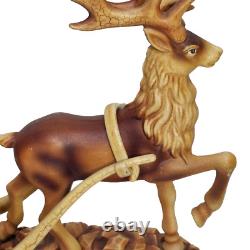 Vintage Christmas Santa's Sleigh & Reindeer Resin Centerpiece Mantle Decor 2 Pc
