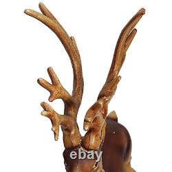 Vintage Christmas Santa's Sleigh & Reindeer Resin Centerpiece Mantle Decor 2 Pc