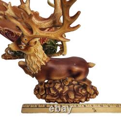 Vintage Christmas Santa's Sleigh & Reindeer Resin Centerpiece Mantle Decor 2 Pc