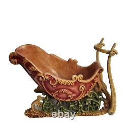 Vintage Christmas Santa's Sleigh & Reindeer Resin Centerpiece Mantle Decor 2 Pc