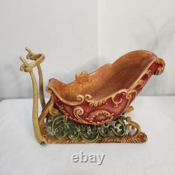 Vintage Christmas Santa's Sleigh & Reindeer Resin Centerpiece Mantle Decor 2 Pc
