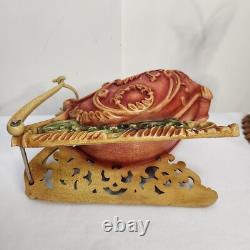Vintage Christmas Santa's Sleigh & Reindeer Resin Centerpiece Mantle Decor 2 Pc