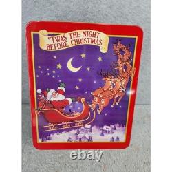 Vintage Christmas Tin Twas The Night Before Christmas Santa Sleigh Reindeer
