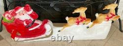 Vintage Christmas Union Products Light Up Blow Mold Santa Sleigh and Reindeer