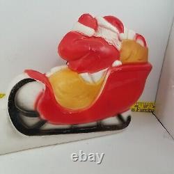 Vintage Christmas Union Products Light Up Blow Mold Santa Sleigh and Reindeer