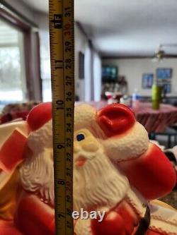 Vintage Christmas Union Products Lighted Blow Mold Santa Sleigh and Reindeer