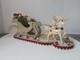 Vintage Christmas Styrofoam Decoration Sleigh Santa Claus Reindeer 7 1/2x17